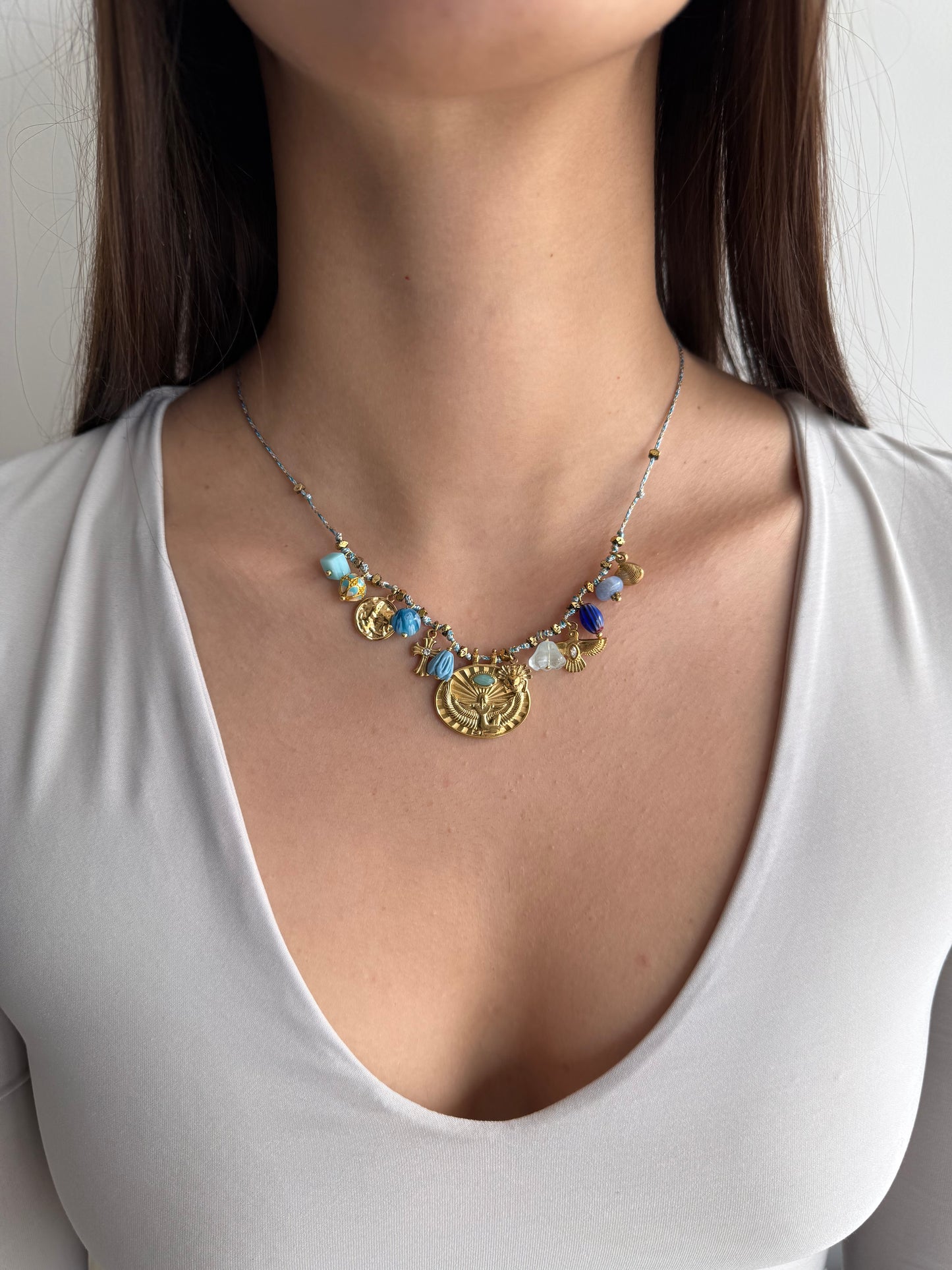 Collier Égyptia Bleu – Acier Inoxydable