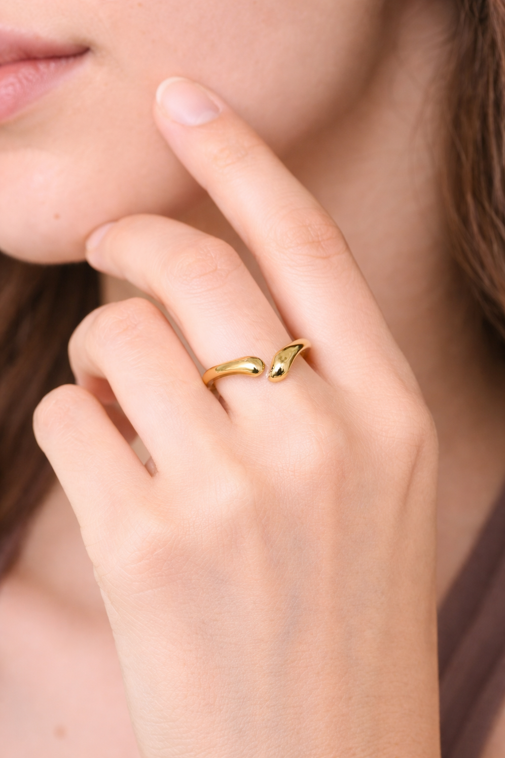 Bague Flow – Acier Inoxydable Or