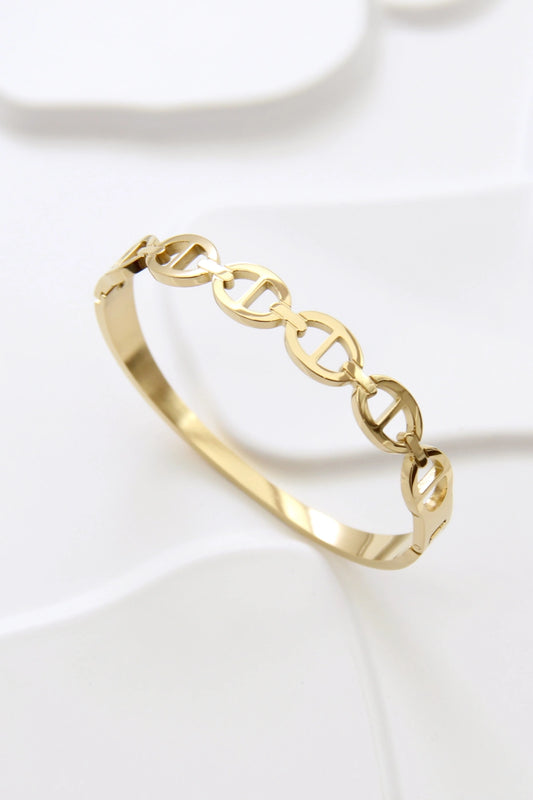 Bracelet jonc doré à maillons ovales
