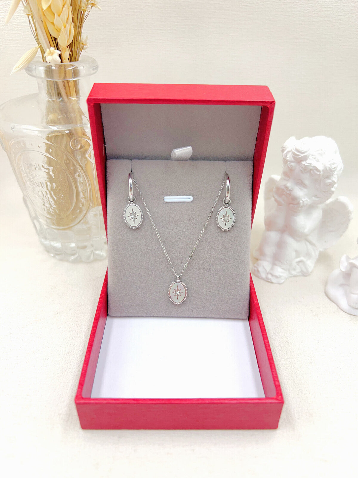 Coffret Parure “Étoile Boréale” – Acier inoxydable argenté