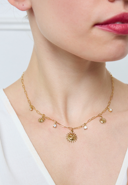 Collier “Rayon d’Or” — Soleil & Cristaux