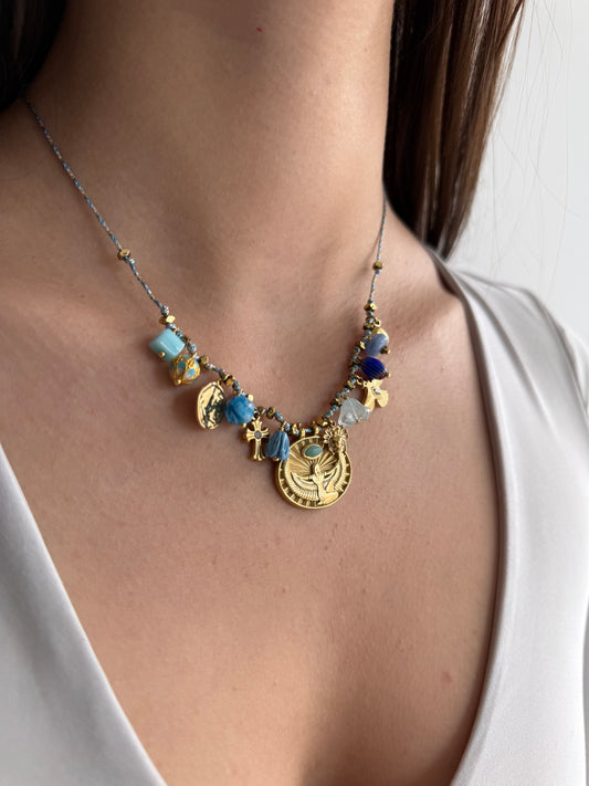 Collier Égyptia Bleu – Acier Inoxydable