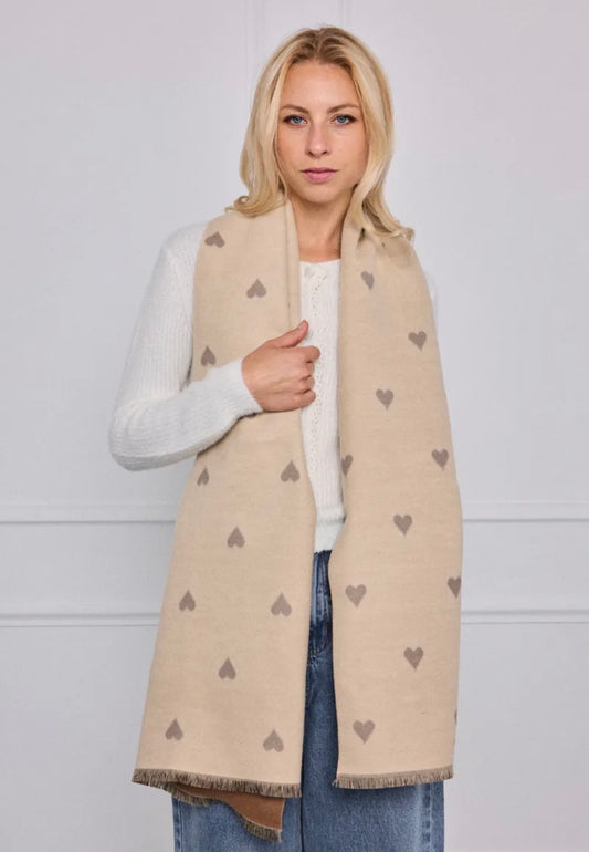 Écharpe Réversible “Cœur de Caramel