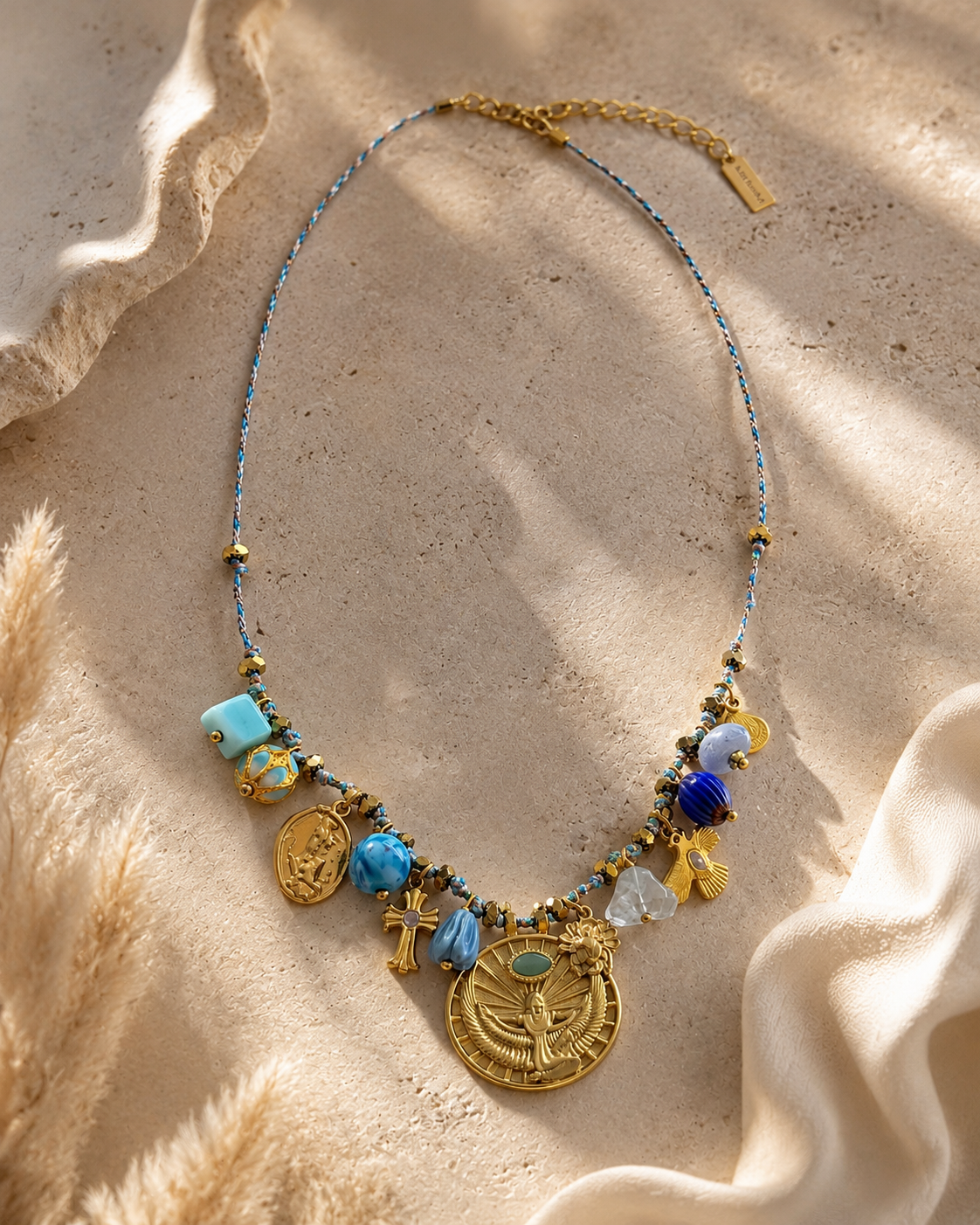 Collier Égyptia Bleu – Acier Inoxydable